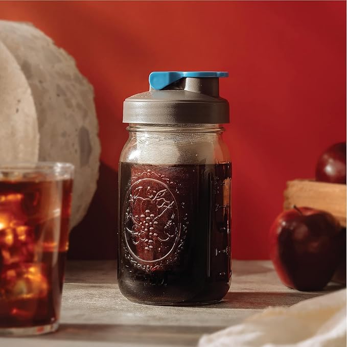 County Line Kitchen Glass Cold Brew Coffee Maker with Lid - Wide Mouth, 2 Quart (64 oz) - Heavy Duty, Leak Proof - Sun & Iced Tea Pitcher, Cold Brew Coffee, Breast Milk Storage, Water - Black