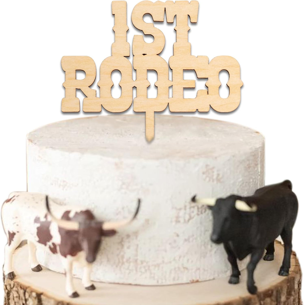 1st Rodeo Cake Topper - Western Theme First Birthday Cake Decoration, Suitable for Baby Shower Favors, Anniversary or Photo Booth Props