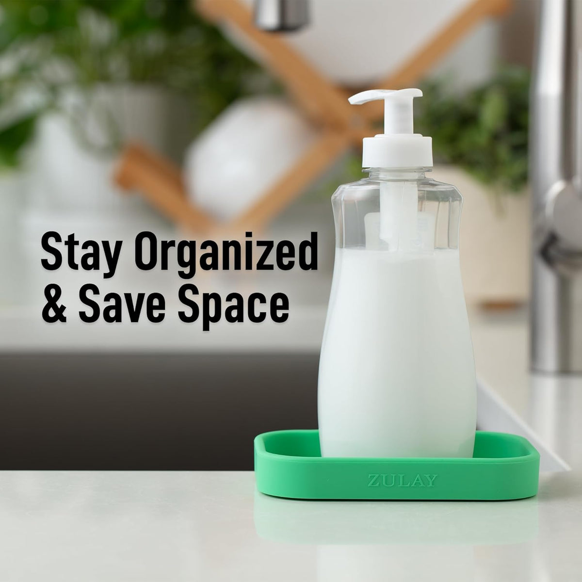 Zulay Kitchen Small Silicone Sponge Holder (4.9x3.3”) – Space-Saving Sink Organizer Tray for Sponge, Soap, Brush & More – Compact Non-Slip Dish for Kitchen & Bathroom (Carnival Glass)
