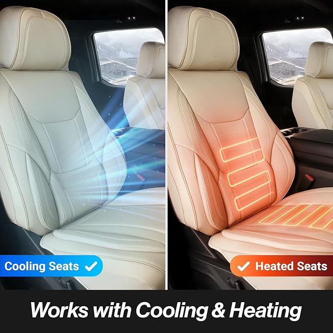 Coverland Custom Fit Car Seat Covers for SUV Compatible with [CR-V, Odyssey, Carnival, Sedona, Highlander, Sienna] Premium Waterproof Non-Slip Interior Seat Protector [Front Beige - Size Chart A31]