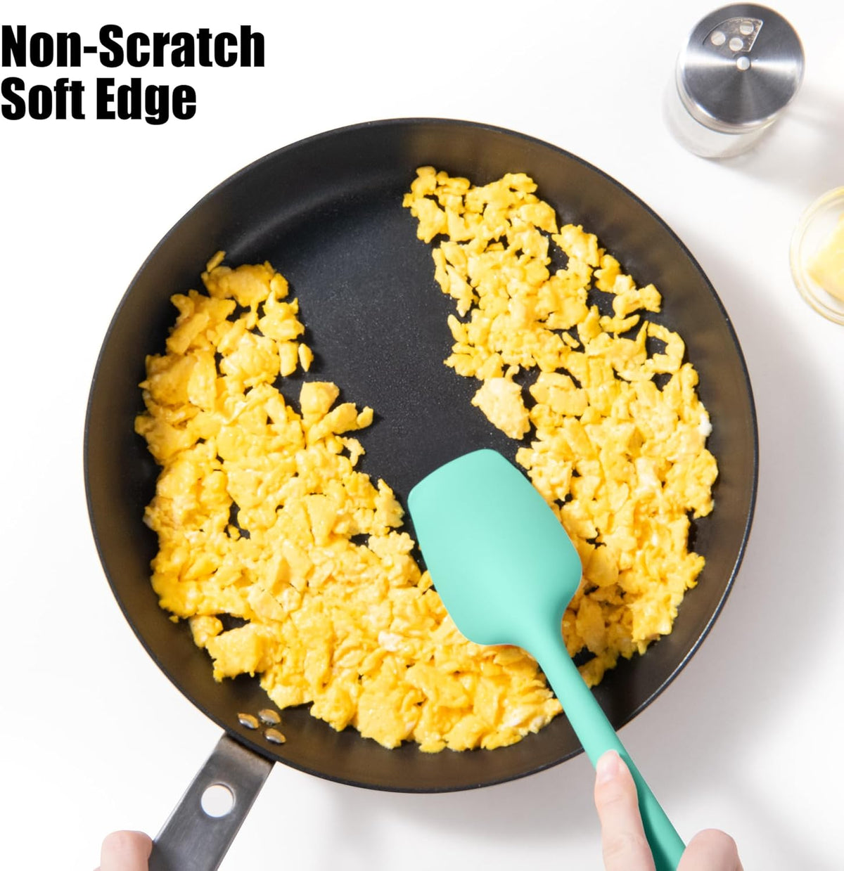 Heat Resistant Silicone Spoon Spatula, Doosu 600°F High Temp Flexible Cooking Spoons Kitchen Rubber Spoonula Scratch-Proof for Mixing Stirring Scraping Serving Non-Stick Cookware (11.4in, Aqua Sky)