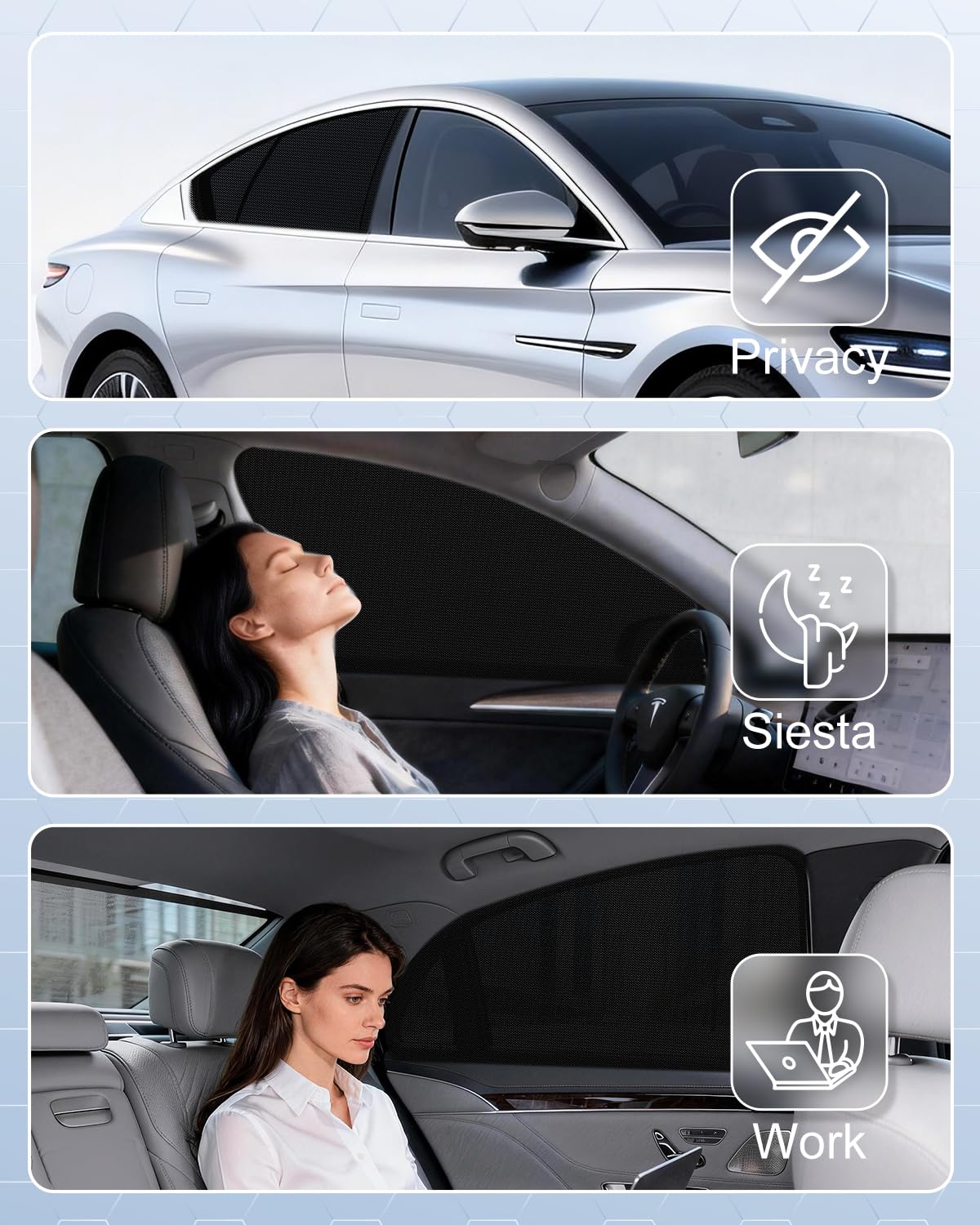 Car Window Shades(2 Pack)-Side Window Sun Shades, UV Protection Breathable Spandex Baby Window Covers, Universal Fit Most of Cars, Protect Privacy for Family-(27.2"x39.8"), Black