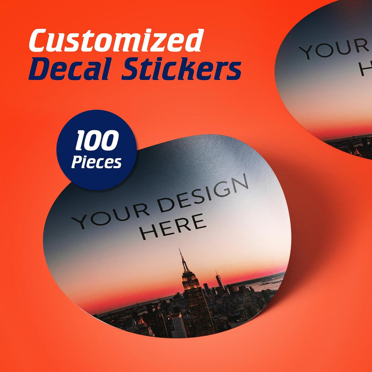 100 Custom Vinyl Stickers - Upload Your own Image, Text, Design, Logo - Personalized Logo Labels for Handmade, Packaging, Bottle, Jars, Candle, Brand Stickers (City, 3x3)