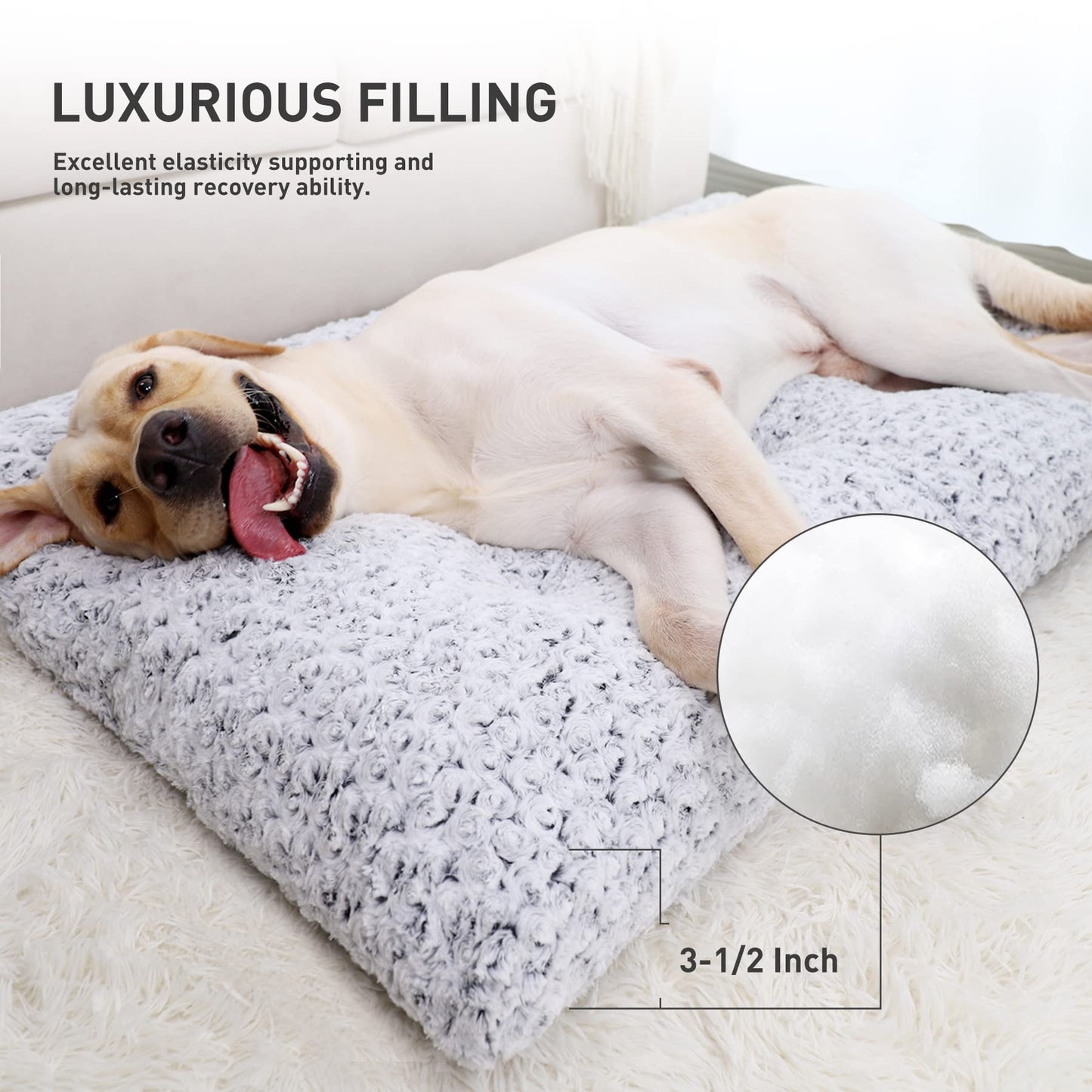 KSIIA Washable Dog Bed Medium Size Dog Crate Bed Plush Pet Mat 35"x23" Gray