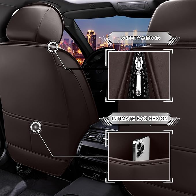 CTDS Car Seat Covers for Honda Accord 2000-2026, Stylish Sport Seat Cover, Premium Nappa Leather Car Seat Cover. Automobile Seat Covers Sets.(Luxury 5 Seats/Coffee Color)