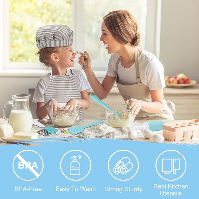 Kids Cooking and Baking Set with Storage Case Real Cooking Supplies with Cookbook Knives Apron Chef Hat Kids Cooking Utensils for Girls Boys