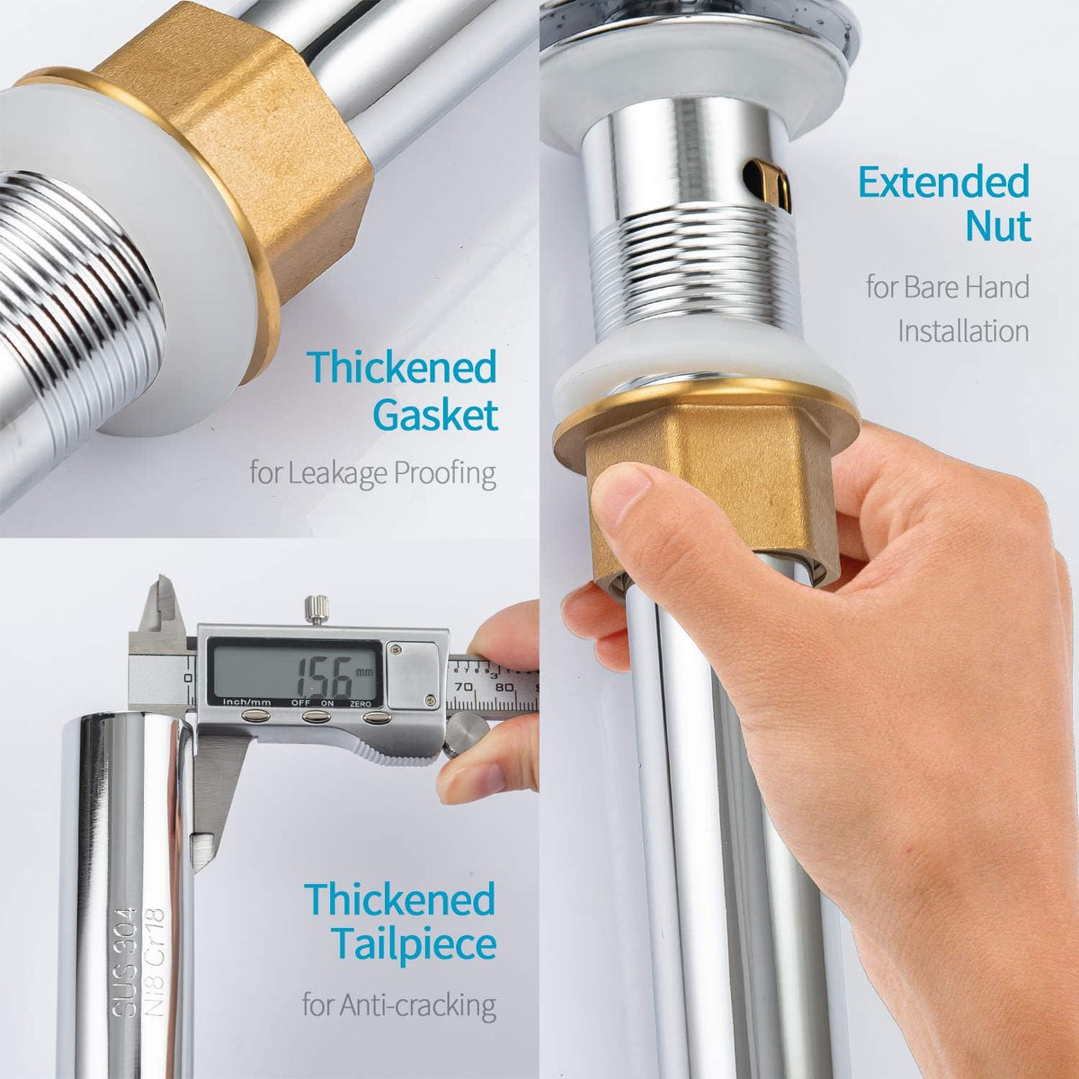 KAIYING Pop Up Drain, Bathroom Sink Drain Stopper with Overflow, Vessel Sink Drain Assembly with Detachable Basket Stopper, Anti-Explosion and Anti-Clogging Drain Strainer (Chrome)