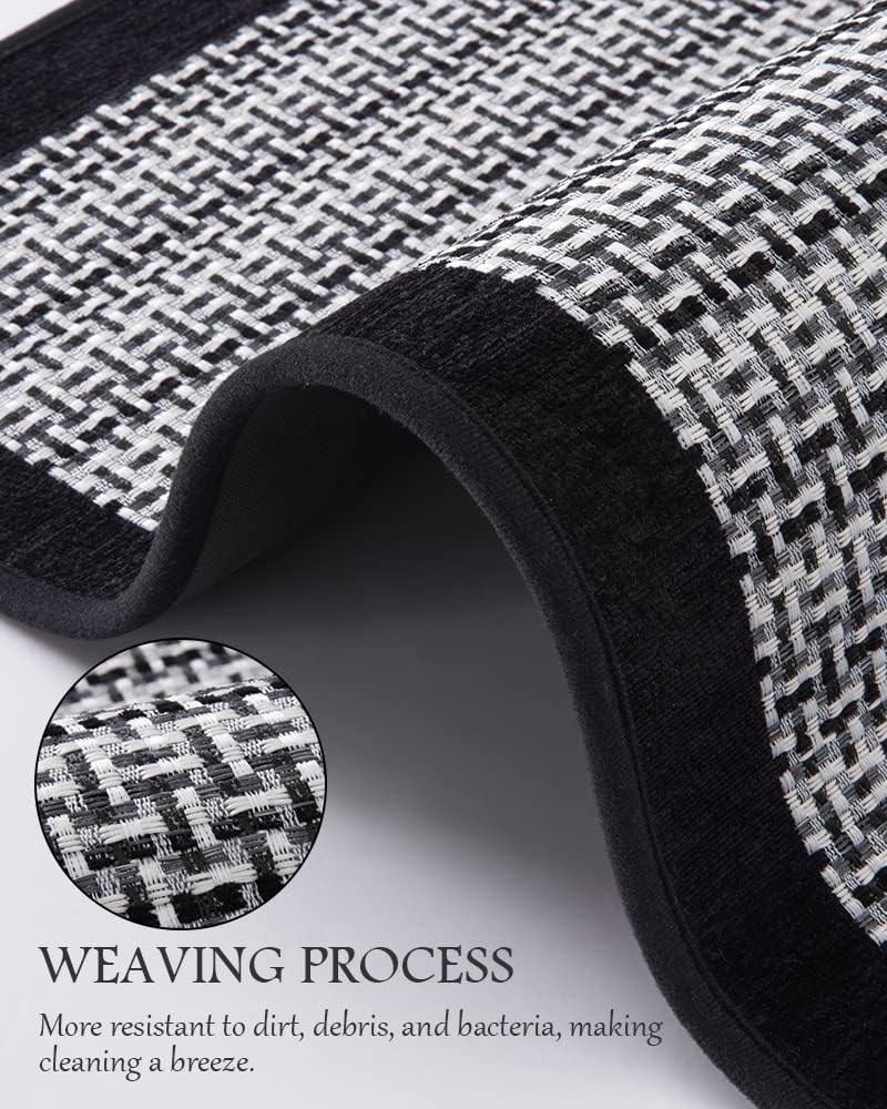 PADOOR Kitchen Mats for Floor, Kitchen Rugs Non Slip Washable, Rubber Backed Kitchen Runner Super Absorbent Long Kitchen Floor Mat Sink Rug, 20”x70” Black