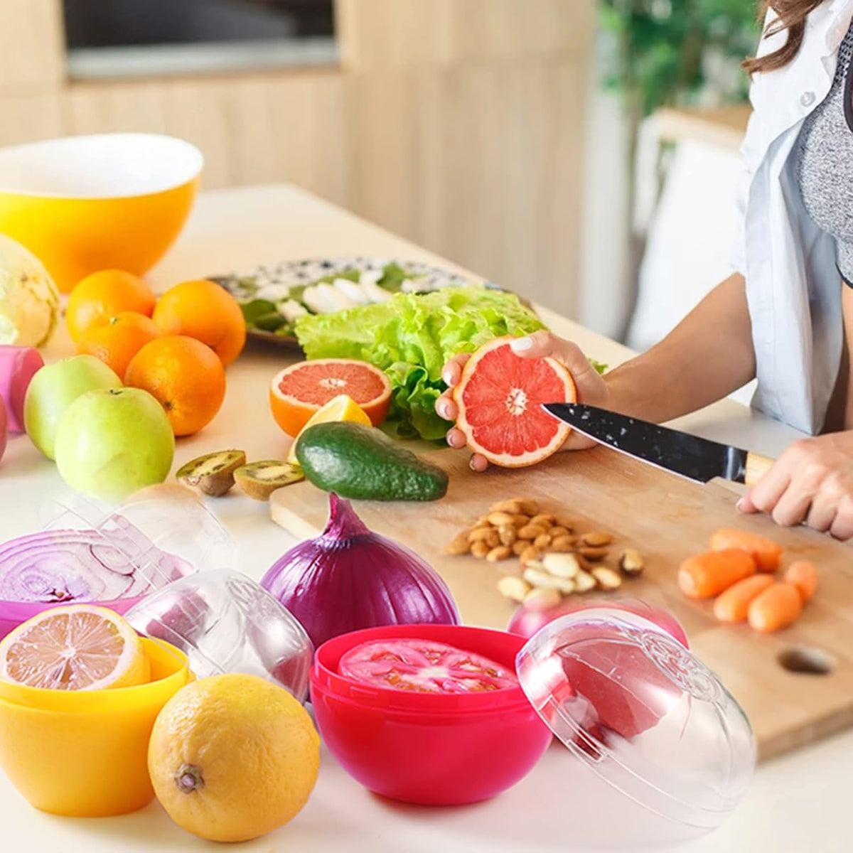 Tomato Storage Containers, Reusable Tomato Keeper for Refrigerator, Individual Lime Saver Holder Organizer for Fridge to Keep Tomato Fresh