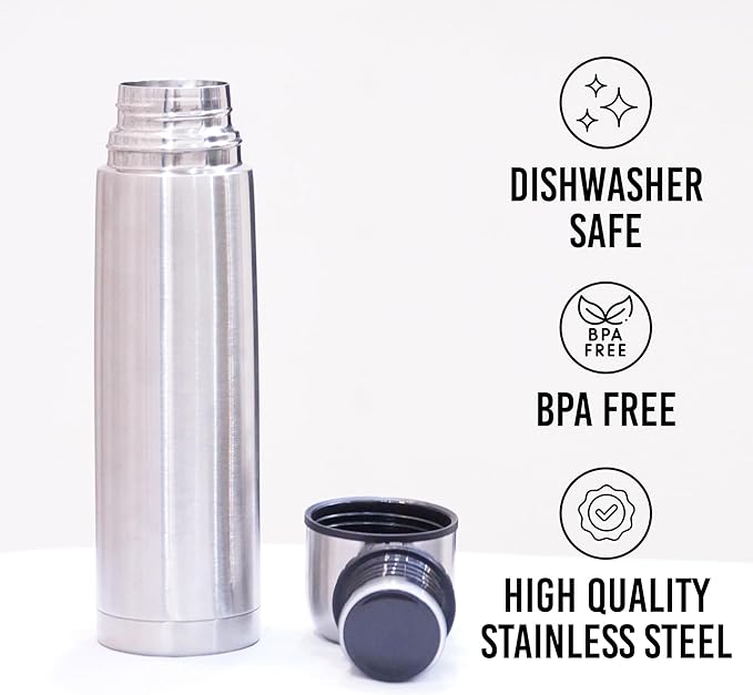 Best Stainless Steel Coffee Thermo | BPA Free & Triple Wall Insulated | Hot Water & Cold Drinks for Hours | Perfect for Biking, Backpack, Camping, Office | Fits Most Car Cupholders (500 ML)