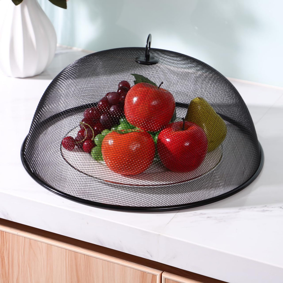 HEMOTON Mesh Food Cover Stainless Steel Mesh Dome Food Cover Protector, Round Mesh Screen Food Tent for Kitchen, Outdoor, Picnic, Reusable, Large,15.7-Inch