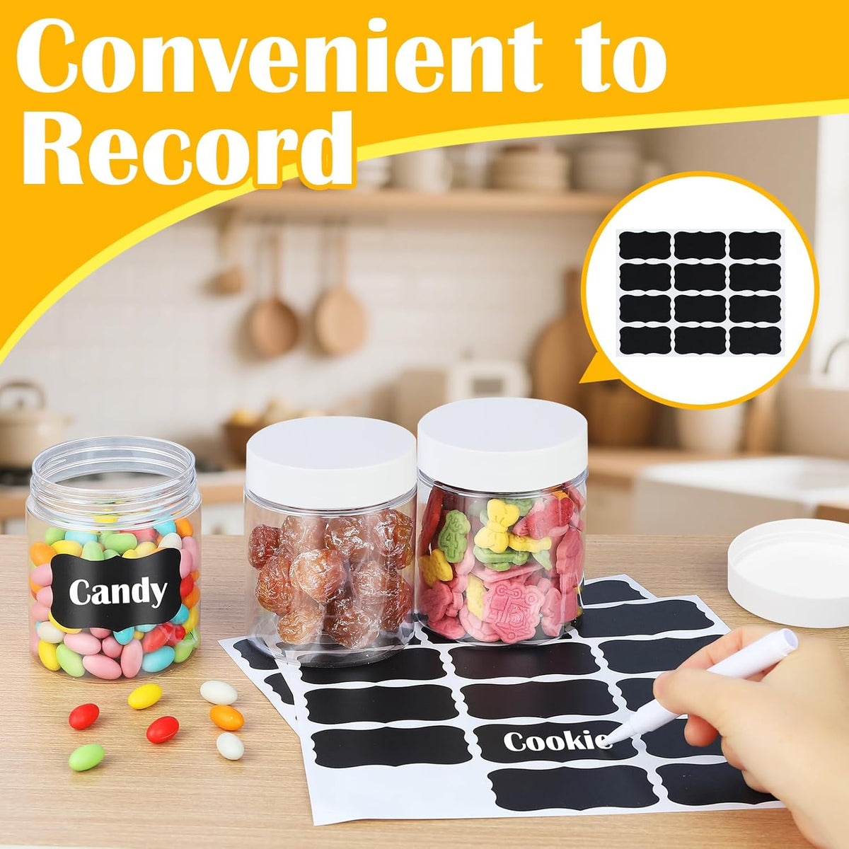 36 PCS 16 OZ Plastic Jars with Screw On Lids, Labels Refillable Empty Round Slime Containers for Storing Dry Food, Honey Jam, Cream, Butter, Lotion, White