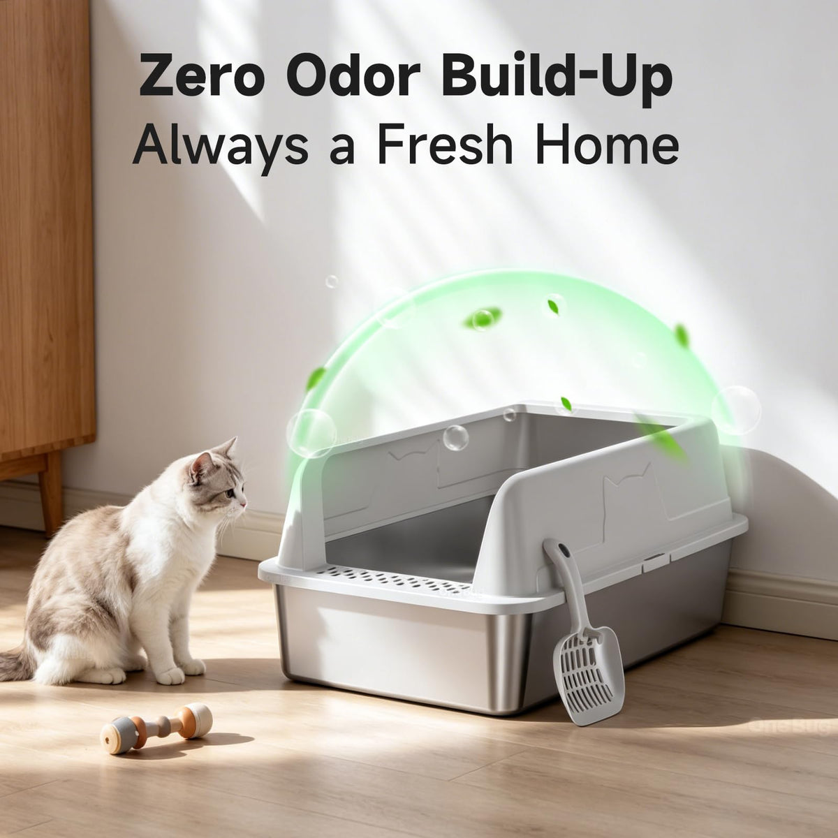 OneBug High-Sided Stainless Steel XL Cat Litter Box for Cats
