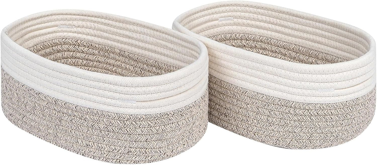 CubesLand Baskets for Shelves Storage,Cube Shelf Closet Storage Bins Set 2,Long-lasting &Skin-friendly Toy Basket Bin,Stylish Room Decor Basket,Woven Off White/Light Brown