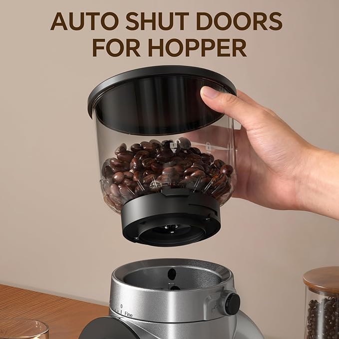 Electric Coffee Grinder, Burr Coffee Beans Grinder with 30 Grinding Settings, Burr Mill Grinder for Home Use, Touchscreen Adjustable 2-10 Cups or 40-Second Timer, Stainless Steel