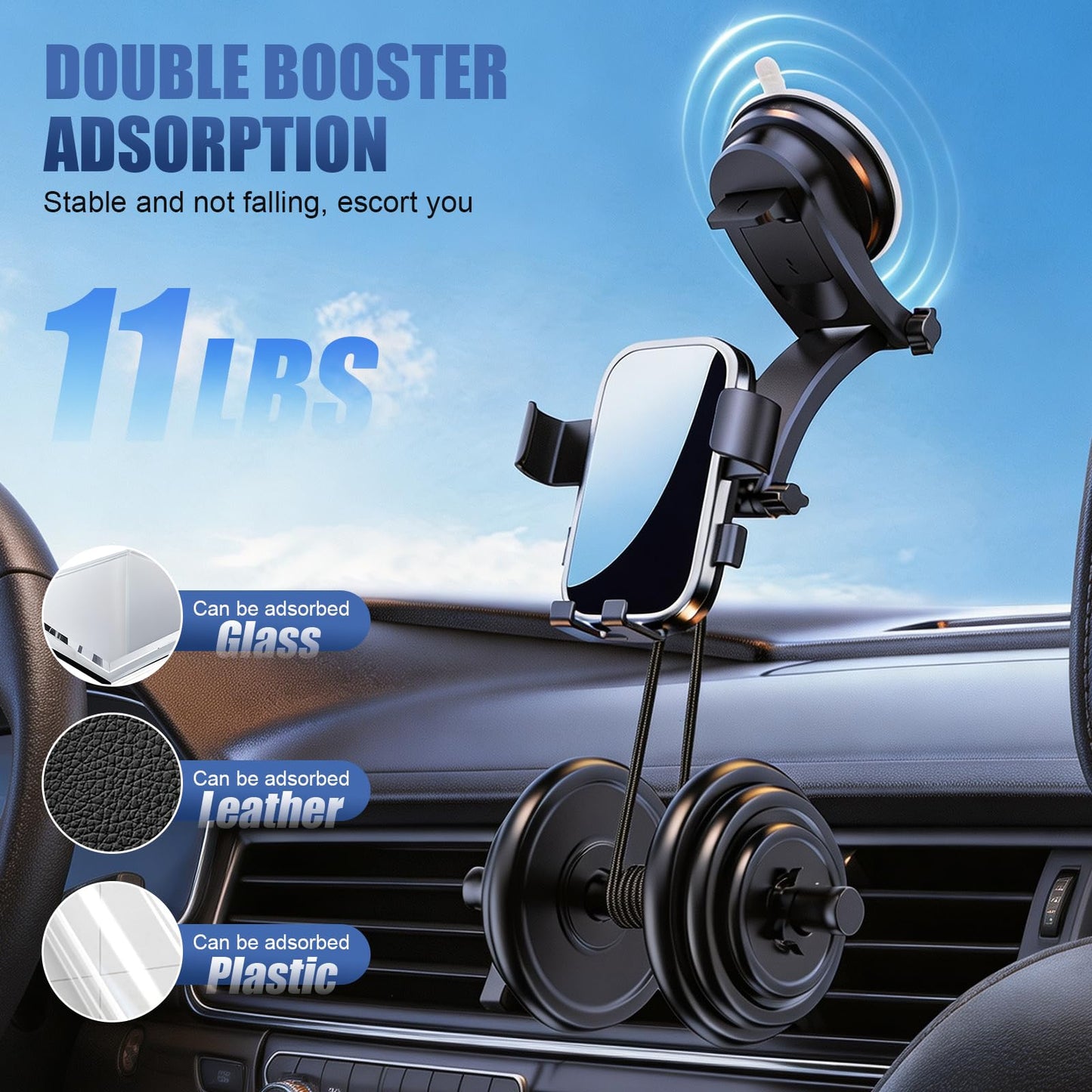 Seven Rivers Suction Cup Car Phone Mount for Dashboard and Windshield
