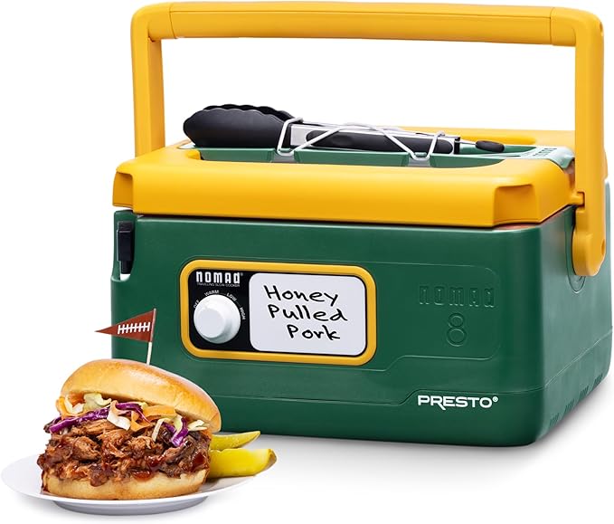 Presto 06019 8-Quart Nomad Traveling Slow Cooker, Locking Lid, Dry Erase Board, Green/Gold