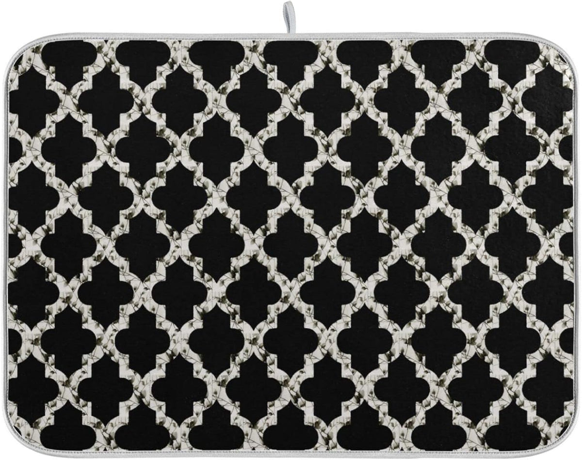 senya Super Absorbent Dish Drying Mat, Microfiber Fast-Drying Dish Mat, 16'' x 18'', Kitchen Dish Drying Pad, Geometry Texture Classic Modern