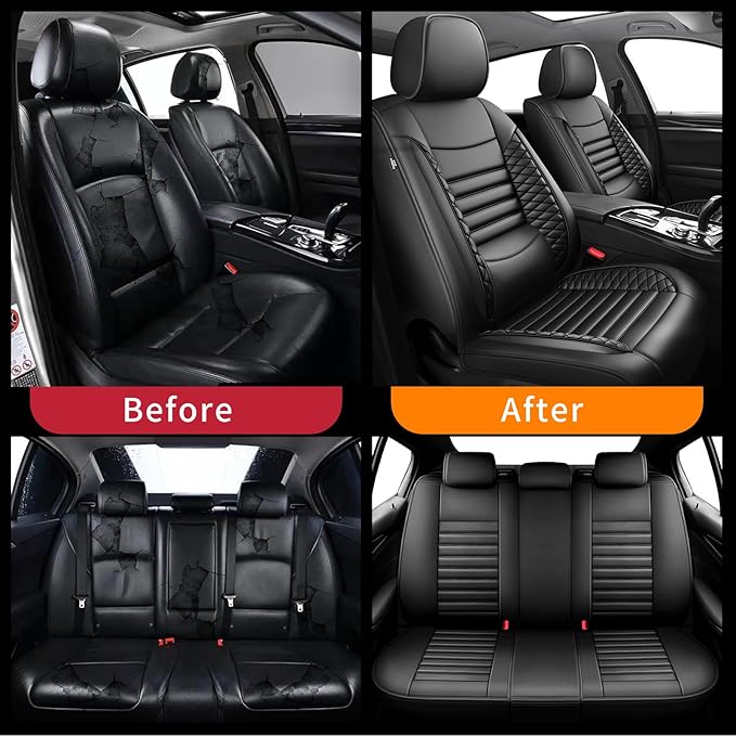 Fit Venue Car Seat Covers for Hyundai Venue 2020-2025 2026 - Upgraded Premium Waterproof & Breathable Leather, Airbag Compatible, All-Weather Seat Cushion Protector (Full Set, Black)