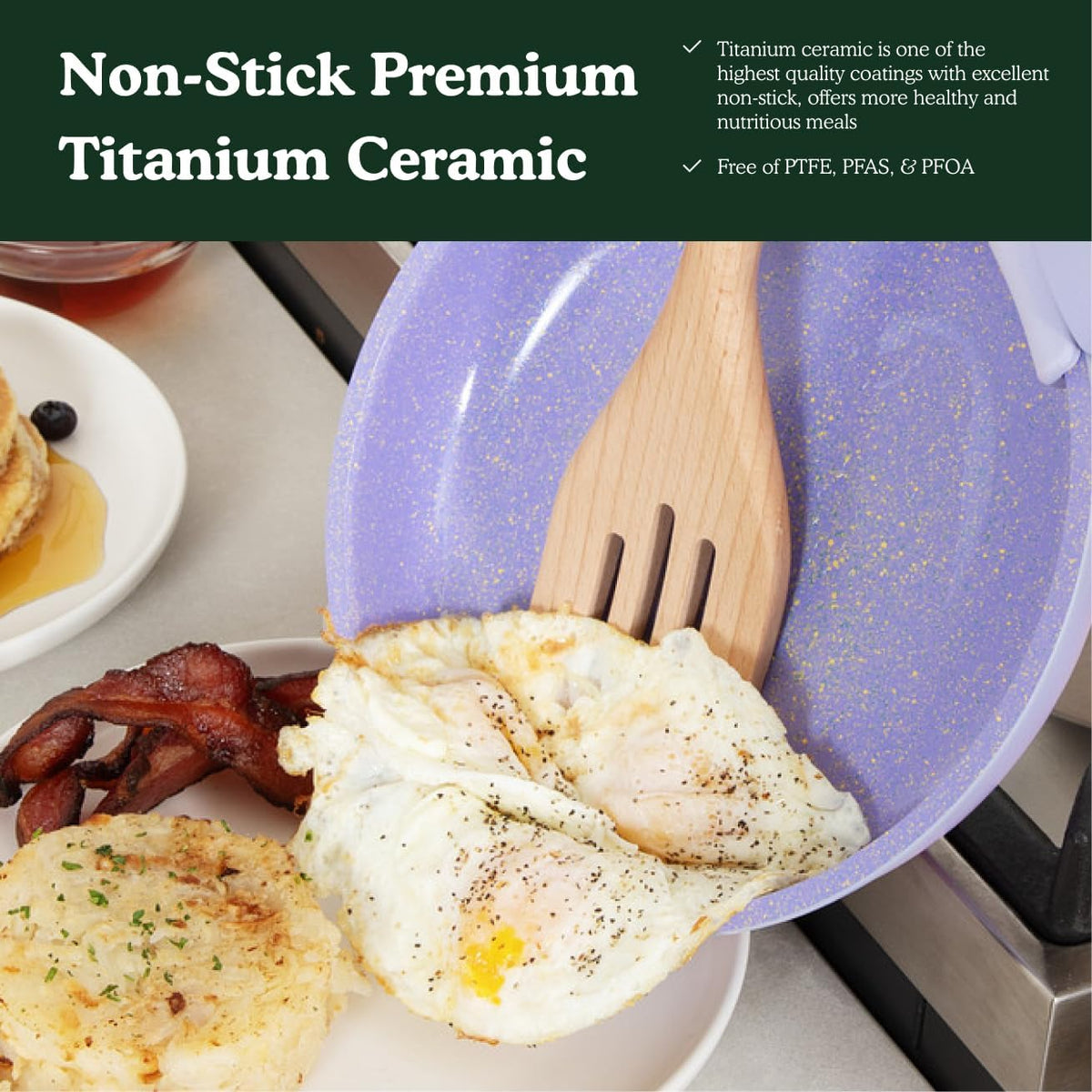 BytheTable Ombré Ceramic Titanium Non-Toxic, Nonstick Cookware Set 8-Piece Modular System with Removable Handle and Magnetic Lid, Magnetic Spatula, Eco-Friendly, Oven & Dishwasher Safe (Cataline Blue)