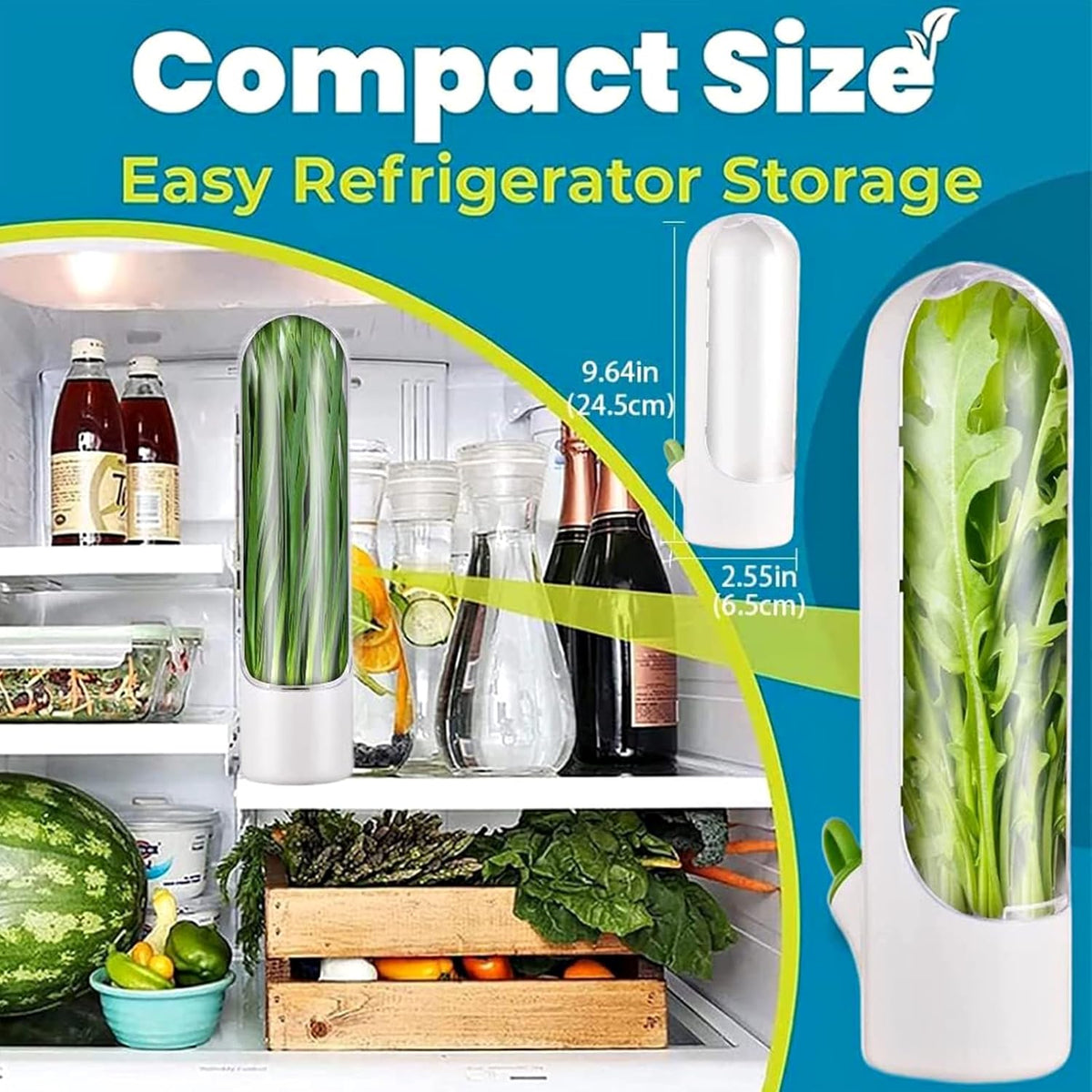 Herb Saver for Refrigerator, Herb Saver Pod Cilantro Containers for Refrigerator, Fresh Herb Keeper for Cilantro, Parsley, Asparagus, Mint, Keeps Vegetables for 2-3 Weeks (3PCS)