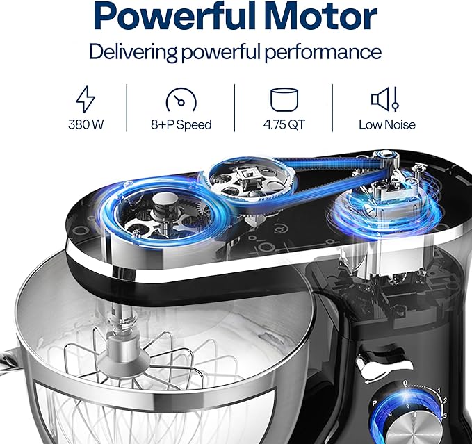 VIVOHOME Electric 4 Blades Ice Crusher Shaver Snow Cone Maker Machine with VIVOHOME 4.75 Quart Stand Mixer, 8 Speed Kitchen Electric Food Mixer