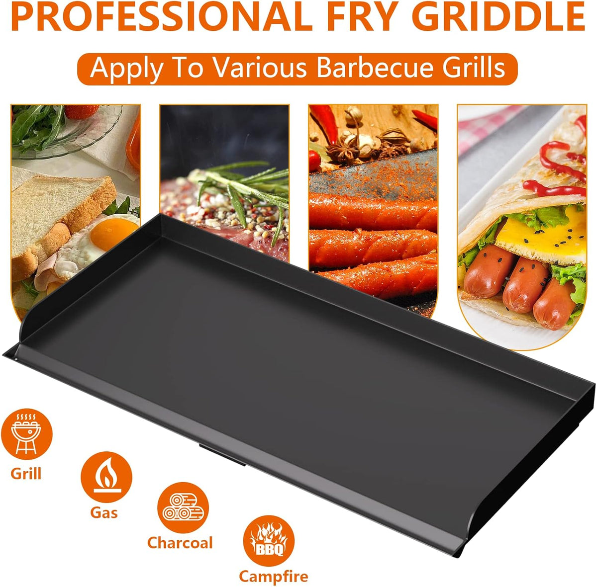MixRBBQ 37 X16 inch Professional Fry Griddle, Flat Top Plate for Camp Chef, 3 Burner Griddle Replacement Part for Camp Chef SG100 Accessories