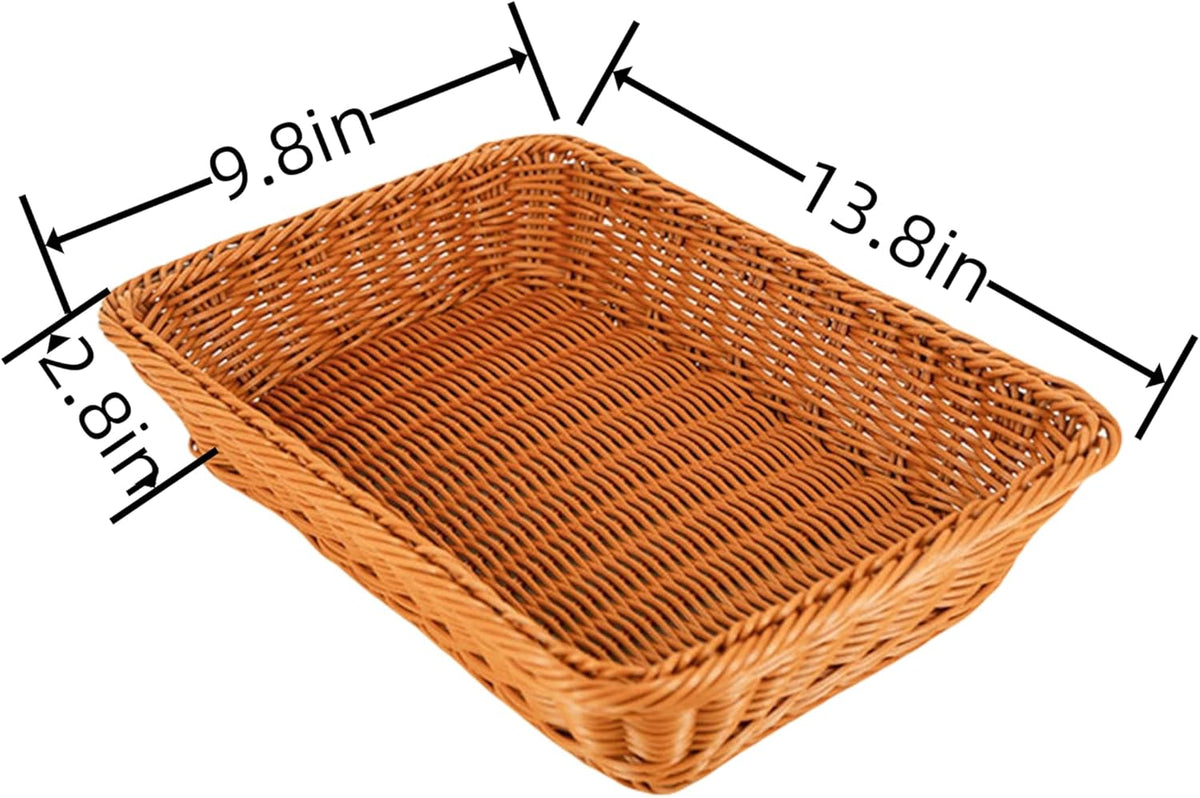 14 "bread basket, fruit basket, imitation wicker hand-woven basket, used as fruit and vegetable, farmer's market display, family restaurant and bakery (3)
