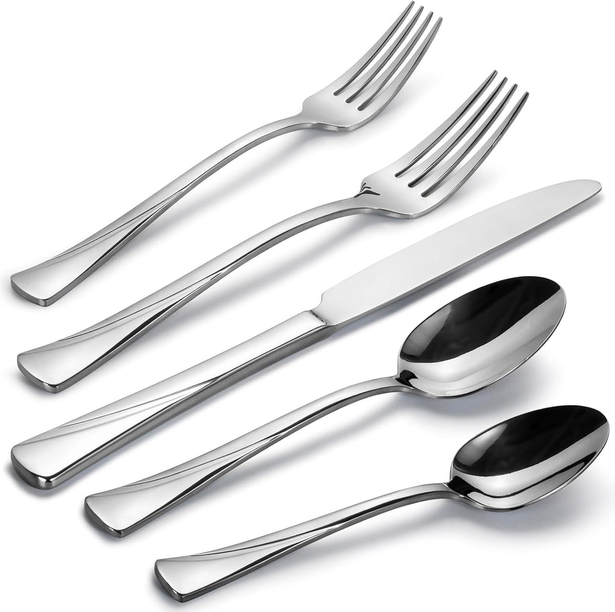 Alata Alice 60-Piece Silverware Set Stainless Steel Flatware Set,Service for 12,Mirror Polished Cutlery Set,Dishwasher Safe