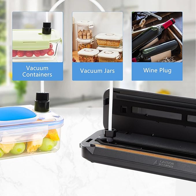 Inkbird Vacuum Sealer Machine with Starter Kit, Automatic PowerVac Air Sealing Machine for Food Preservation, Dry & Moist Sealing Modes,Built-in Cutter,Easy Cleaning Storage