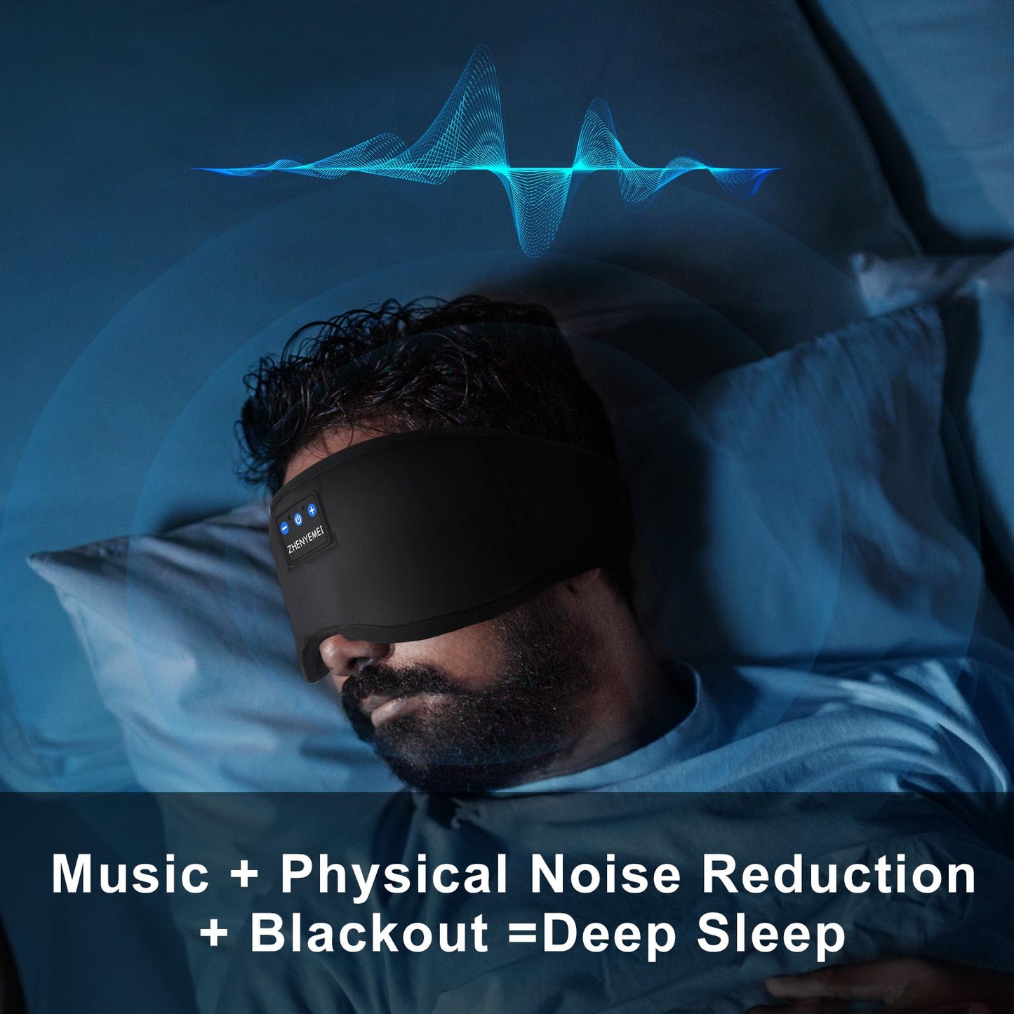 Sleep Mask with Bluetooth 5.4 Headphones - Blackout Sleeping Mask Side Sleeper Eye Masks Earphone Rechargeable Headband Wiless Music Ear Muffs Portable Travel Essentials Gift for Women Men Mom