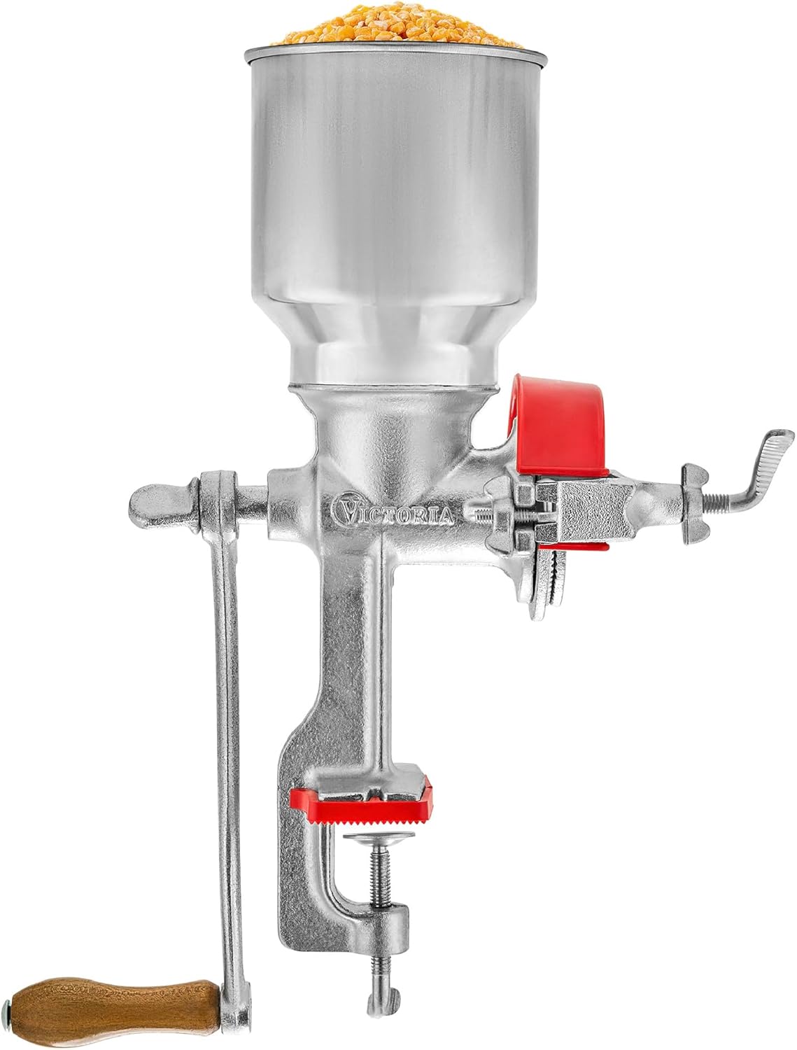 Victoria Manual Cast Iron Grain Mill with High Hopper, Premium Corn-Grinding Mill and Grain Grinder, Made in Colombia
