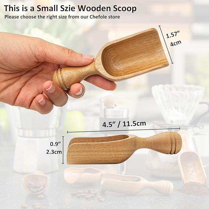 Wooden Scoops for Canisters 3PCS Small Wooden Scoop for Jars Acacia Wood Scoops for Canisters Mini Scoop for Ground Coffee Scoop for Seasoning Bath Salt Laundry Shovel-Multipurpose