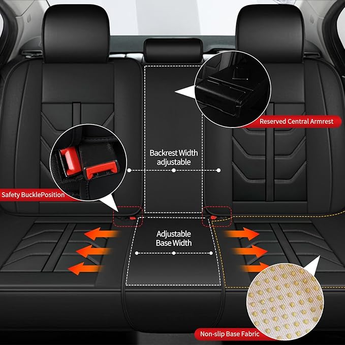 TTX LIGHTING Car Seat Covers fit for Mazda CX-5 2013-2026 Full Set: Premium Leather Automotive Seat Cover with Airbag Compatible Waterproof (5 Seats, Black)
