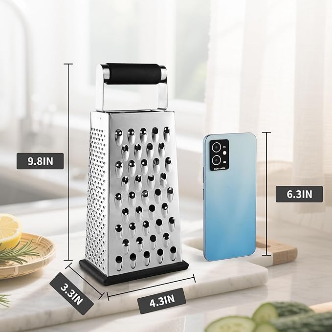 Kaishun Cheese Grater, Box Grater for Cheese Stainless steel Vegetable Slicer Food Shredder 4-sided Convenience for kitchen