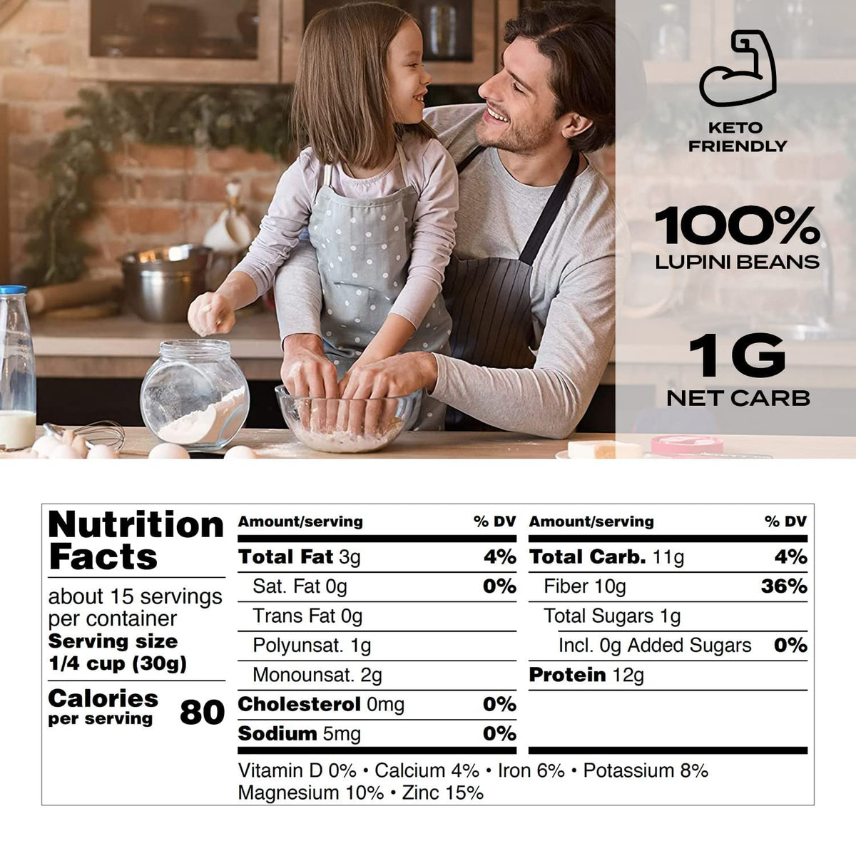 Aviate Lupini FLOUR - Keto & Vegan Friendly Superfood - Non-GMO - Gluten Free - Lupin Flour Keto - High Protein, Low Calorie & Low Carb - Rich in Dietary Fiber and Minerals - 100% Lupin Beans - 16 Ounces (Pack of 1)