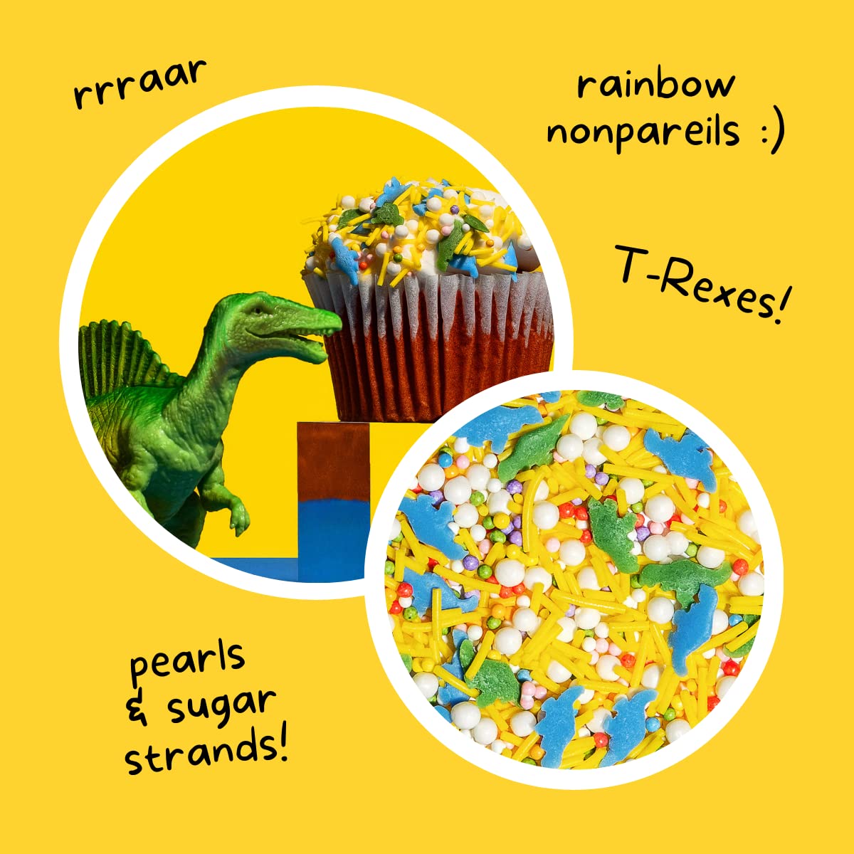 Supernatural Dinomite Natural Confetti Sprinkles, Dye-Free Dinosaur Sprinkles, No Artificial Dyes, Soy Free, Gluten Free, Vegan, 3oz