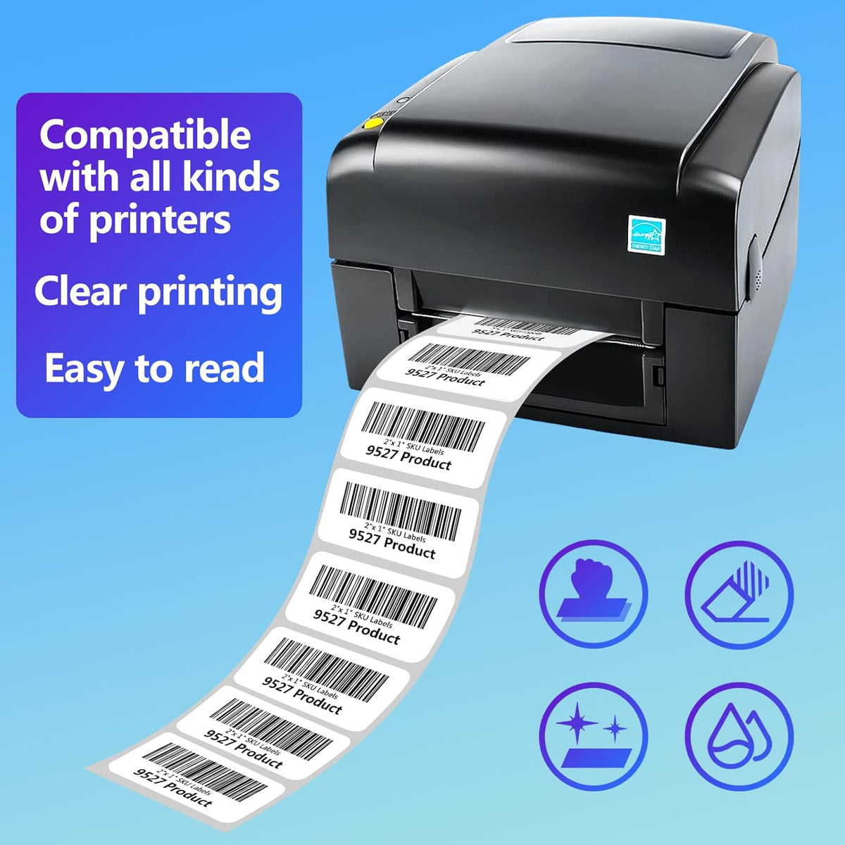 9527 Product 2" x 1" Sticker Labels Direct Thermal Labels 1000 Labels Per Roll
