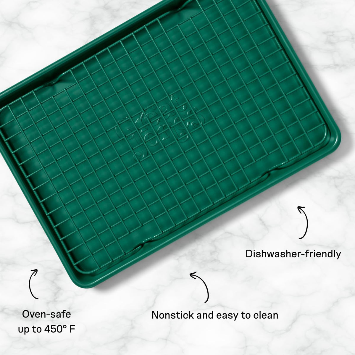 Great Jones Little Chill Wire Cooling Rack (Broccoli) | Nonstick Baking Rack, Heavy-Duty Aluminized Steel | Fits Quarter-Sheet Pans for Cooking and Baking | Oven-Safe 450°F, Dishwasher-Friendly