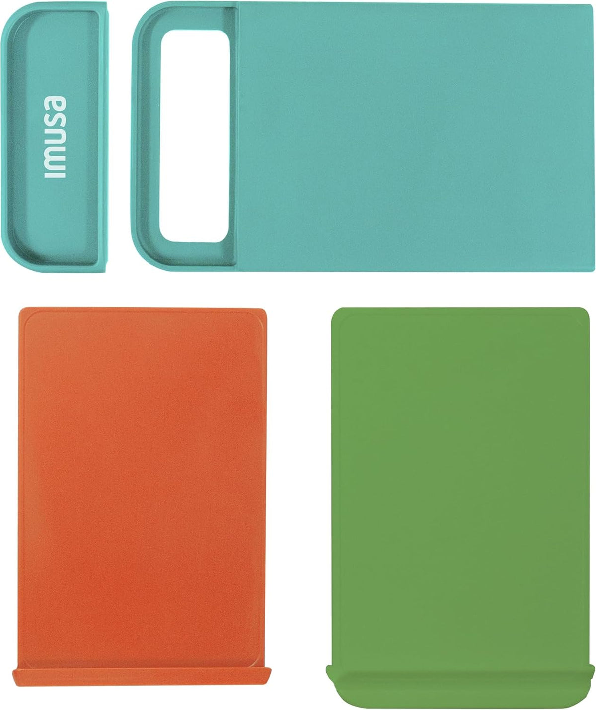 IMUSA Nesting Cutting Board Set with Removable Tray – 4 Piece 14" x 7.5" Plastic Cutting Boards for Kitchen, Color Coded Chopping Board Set, Dishwasher Safe, Easy to Clean, Food Prep Boards