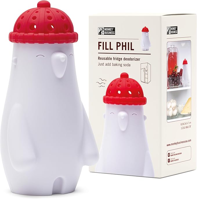 Monkey Business Fill Phil Refrigerator Deodorizer, Baking Soda Container, Baking Soda Fridge Deodorizer, Cute Gifts, Kitchen Gadgets