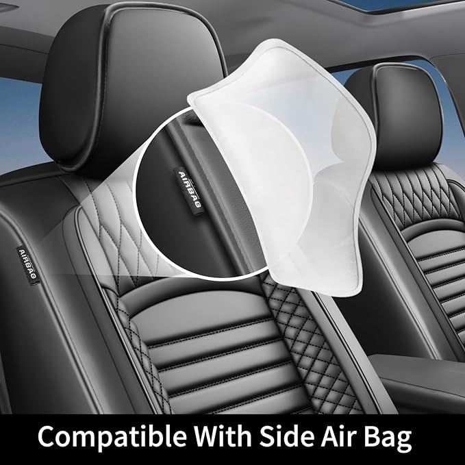 Fit Crosstrek Car Seat Covers for Subaru Crosstrek 2016-2025 2026 - Upgraded Premium Waterproof & Breathable Leather, Airbag Compatible, All-Weather Seat Cushion Protector (2 Front/Black)