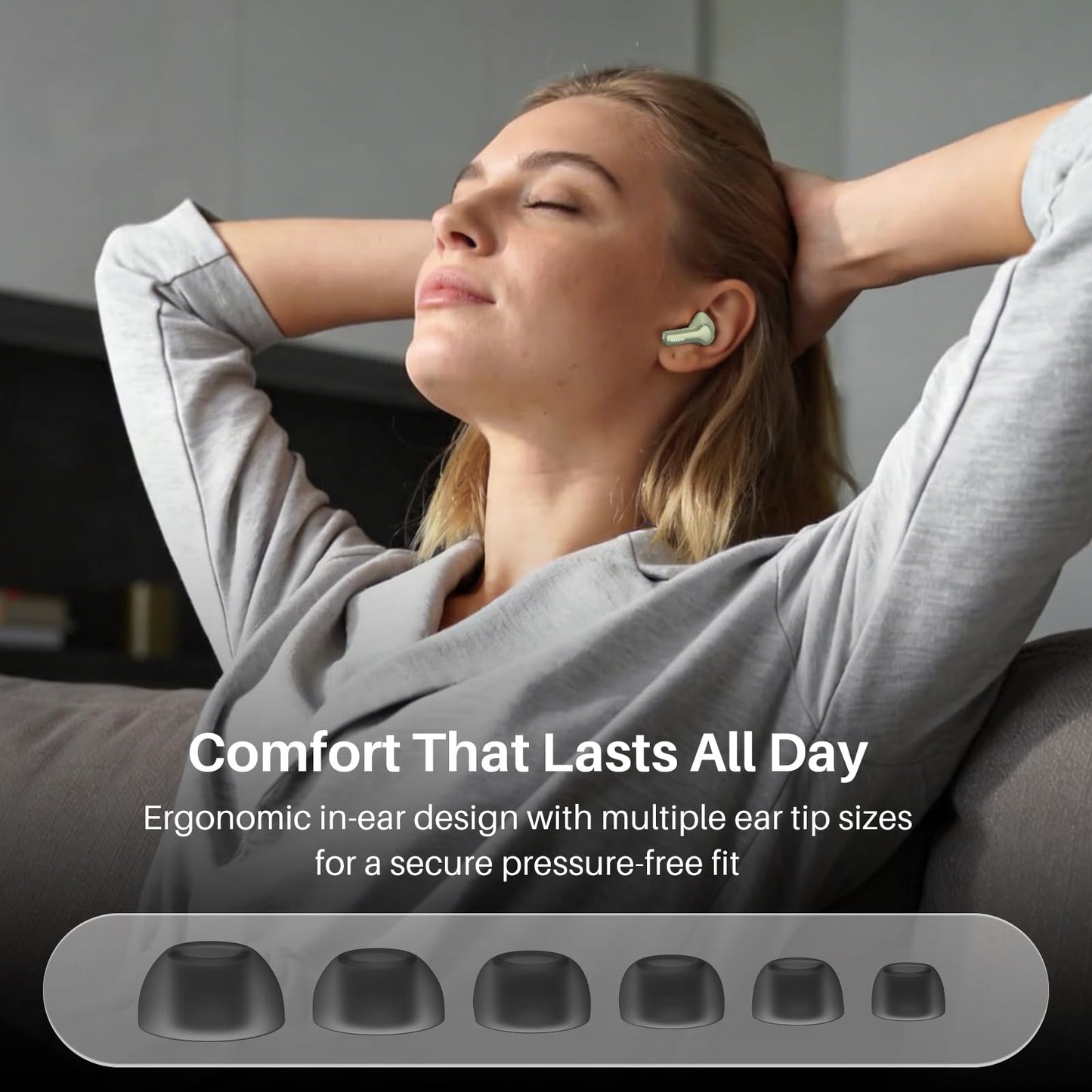 TOZO Hybrid Active Noise Cancelling in Ear Wireless Earbuds, 68H Playtime