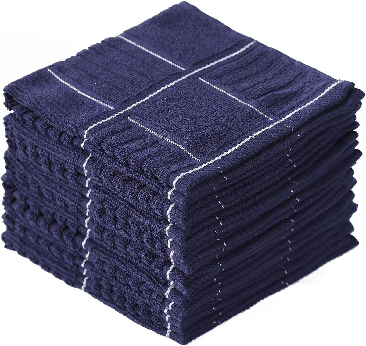 Glynniss Kitchen Dish Cloths for Washing Dishes, Cotton Dish Rags for Drying Cleaning, Pack of 8 Dishcloths (Navy Blue, 12x12 inches)