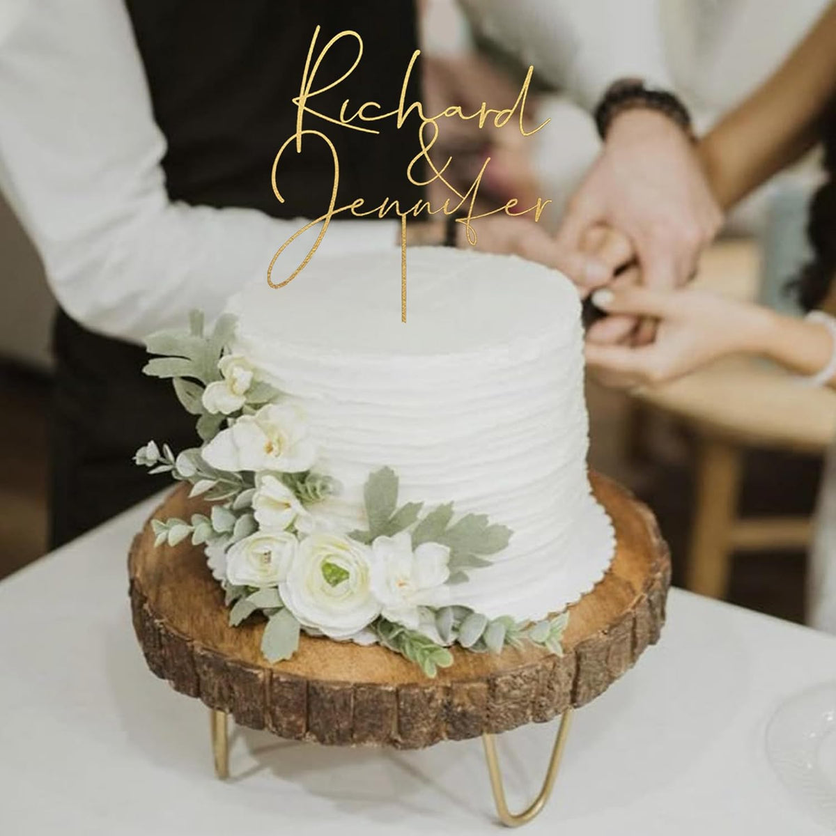 Personalized Wedding Cake Topper, Gold Cake Topper For Wedding, Rustic Weddings Cakes Topper, Personalized Acrylic or Wood Cake Decoration for Engagement, Anniversary, Bridal Shower 1