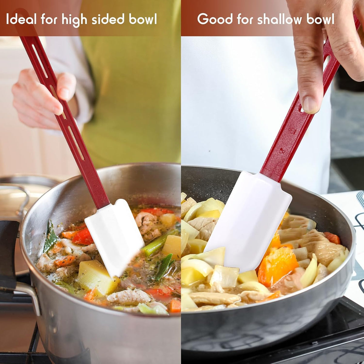 Norme 4 Pcs High Temp Silicone Spatulas Heat Resistant Rubber Spatula Commercial Silicone Scraper with Handle for Kitchen Cook Baking Mixing Utensil, Dishwasher Safe (14 Inch,16.5 Inch)