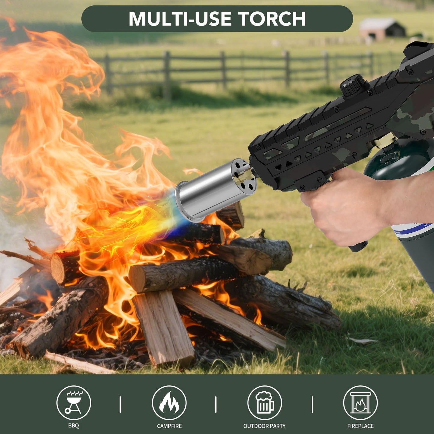 Sondiko Powerful Cooking Propane Torch Gun, Adjustable Flame for Grilling