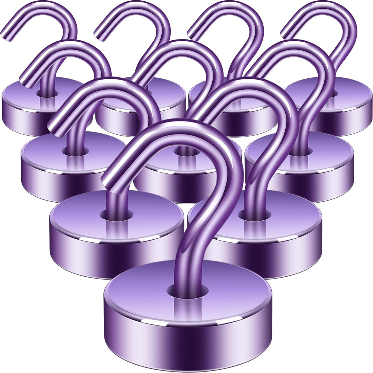 Neosmuk Magnetic Hooks, Cruise Ship Essentials, 40lb+ Heavy Duty Magnetic Hooks for Cruise Cabins, Refrigerator, Grill, Hanging, and Travel | Extra Strong Must-Haves Magnet Hook,Purple,Pack of 10