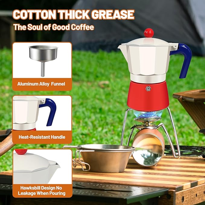 3 Cup Aluminum Espresso Stovetop Moka Pot Express Coffee Maker Percolator Italian Classic Mocha Coffee Machine for Italian and Cuban Cafe Brewing for Home & Camping 150ml 5oz
