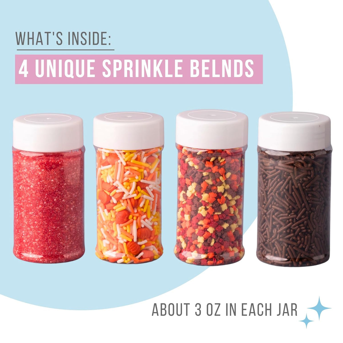 Sweets Indeed Sprinkles, Fall Sprinkles, Leaf Shapes, 4 pack, 11.57 ounces, Edible Sprinkle Mix, Perfect for Cake Decorations, Baking, Ice Cream, Cookies, Cupcake Topper (Fall)